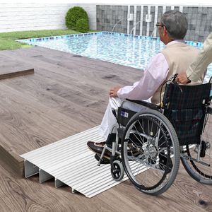 Drempeloploop 10,5 cm Oprijplaat in Hoogte Verstelbaar Robuust Aluminium Frame Antislip Oppervlak 317 kg Draagvermogen