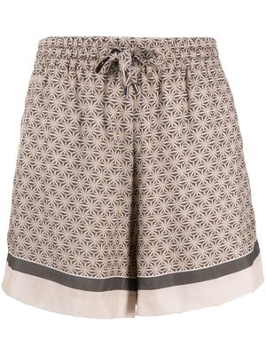 Brunello Cucinelli short en soie à imprimé graphique - Tons neutres