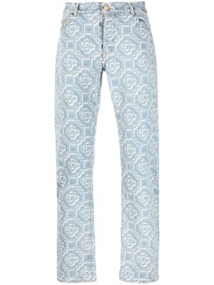 Casablanca jean droit à motif monogrammé - Bleu