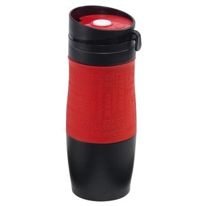 Koffie Thermosbeker/warmhoudbeker - rood/zwart - 380 ml - isoleerbeker/reisbeker