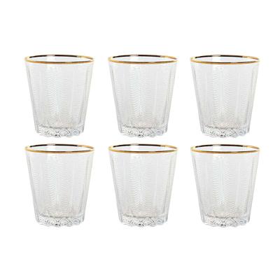 Glazenset Home ESPRIT Transparant Gouden Kristal Met reliëf 350 ml (6 Stuks)
