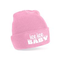 Wintersport muts voor volwassenen - ice ice Baby - roze - one size - Apres ski beanie