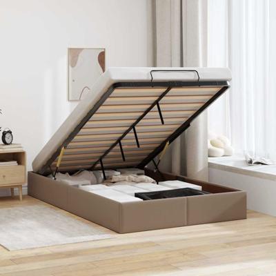 Bedframe zonder matras 120x190 cm kunstleer cappuccinokleurig