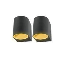 Set 2x Schuttinglamp LED 1x3Watt ZWART 230Volt IP44 dimbaar