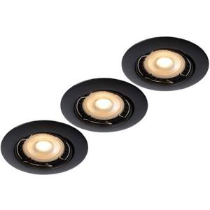 FOCUS Inbouwspot Ø 8,1 LED Dimb. Zwart - Set van 3