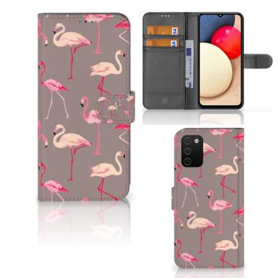 Samsung Galaxy A03s | Telefoonhoesje | Met pasjeshouder | Flamingo