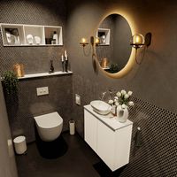 MONDIAZ FOWY toiletmeubel 60cm kleur talc. Waskom positie links kleur talc | talc. Zonder kraangat