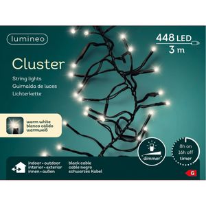 Clusterverlichting warm wit buiten 448 lampjes 300 cm inclusief timer en dimmer   -