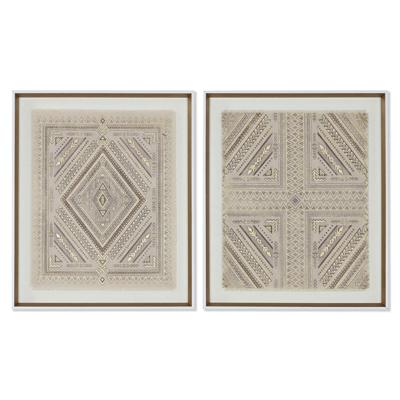 Canvas Home ESPRIT Wit Natuurlijk Boho 50 x 3,8 x 60 cm (2 Stuks)