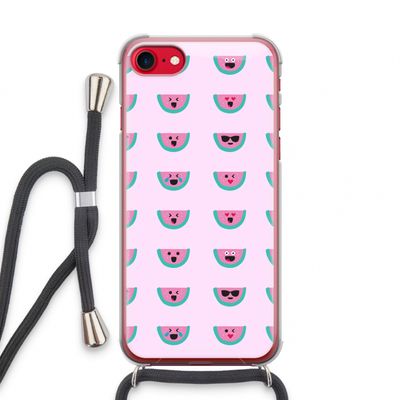 Smiley watermeloenprint: iPhone SE 2020 Transparant Hoesje met koord