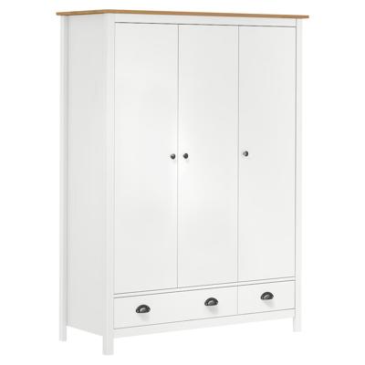 Kledingkast Hill 3 deuren 127x50x170 cm massief grenenhout wit