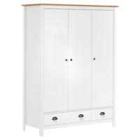 Kledingkast Hill 3 deuren 127x50x170 cm massief grenenhout wit