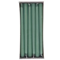 12x Lange kaarsen groen 25 cm 8 branduren dinerkaarsen/tafelkaarsen - Dinerkaarsen - thumbnail