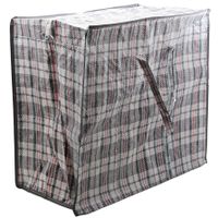 2x Stuks mega/jumbo/XXL boodschappentas/shopper grijs geruit 55 x 30 cm van kunststof