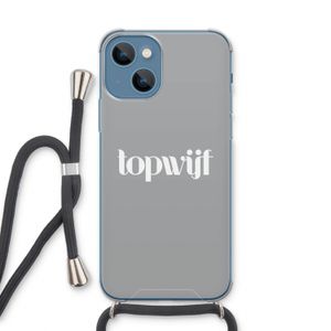 Topwijf Grijs Wit: iPhone 13 Transparant Hoesje met koord
