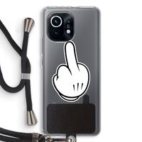 Middle finger white: Xiaomi Mi 11 Transparant Hoesje met koord