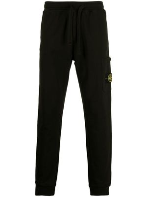 Stone Island pantalon de jogging en coton à logo brodé - Noir