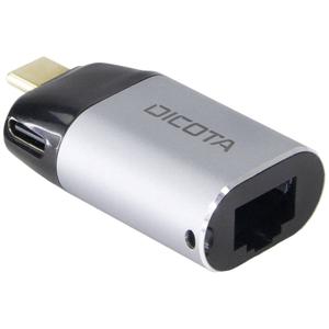 Dicota USB-C Adapter [1x USB-C stekker - 1x RJ45-bus] Mini Met laadbus