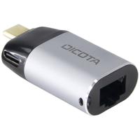 Dicota USB-C Adapter [1x USB-C stekker - 1x RJ45-bus] Mini Met laadbus - thumbnail