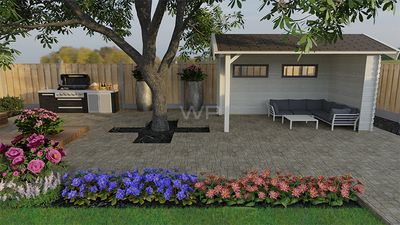 Woodpro Annen Overkapping 400x250 cm 28 mm vuren blank- Zadeldak- Onbehandeld vurenhout- Woodpro