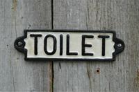 Giet ijzer bord beige &apos;Toilet&apos; toiletbordje wandbord vintage industrieel 175mm