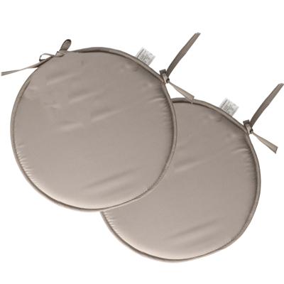 Stof Textile Home stoelkussens - 2x - grijs - D40 x H3 cm - voor binnen - rond