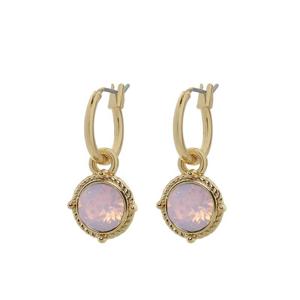 Biba Hang Oorbellen Goud met Swarovski Steentje Rose W. Opal