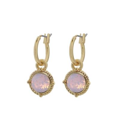 Biba Hang Oorbellen Goud met Swarovski Steentje Rose W. Opal