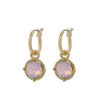 Biba Hang Oorbellen Goud met Swarovski Steentje Rose W. Opal