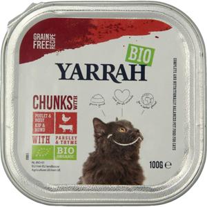 Yarrah Kattenvoer chunks met kip en rund bio