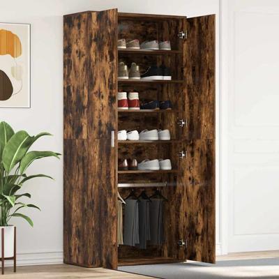 Schoenenkast Gerookt Eikenhout 80x39x180 cm Geengineerd Hout