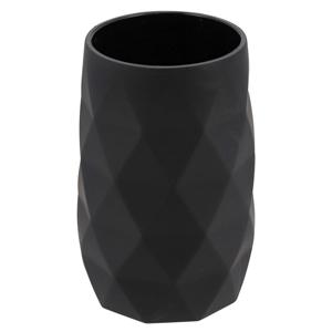 Badkamer Tandenborstelbeker Diamond - zwart - kunststof - 6 x 12 cm