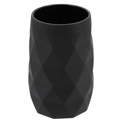 Badkamer Tandenborstelbeker Diamond - zwart - kunststof - 6 x 12 cm