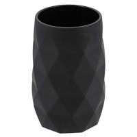 Badkamer Tandenborstelbeker Diamond - zwart - kunststof - 6 x 12 cm