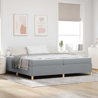 Boxspring bed Anders Lichtgrijs en Wit 200 x 200 cm Stof