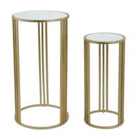 PTMD Lacu Gold iron side table round stone top SV2