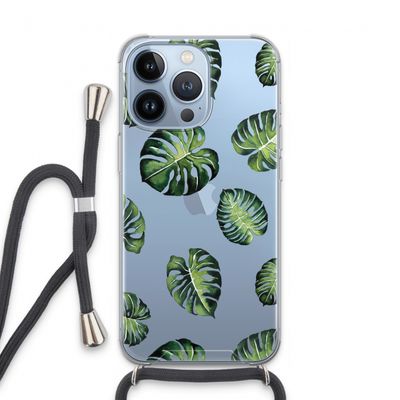 Tropische bladeren: iPhone 13 Pro Transparant Hoesje met koord