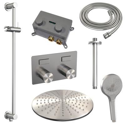 Thermostatische Inbouw Regendouche Brauer Carving Edition Met Drukknoppen SET 72 Met 30 cm Douchekop En Plafondarm En Staaf 3-Standen Handdouche En