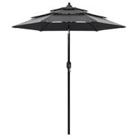 VidaXL Parasol 3-laags met aluminium paal 2 m antracietkleurig