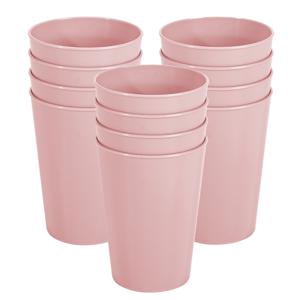 Onbreekbare drinkglazen - set 12x stuks - kunststof - lichtroze - 300 ml - camping/outdoor/kinderen