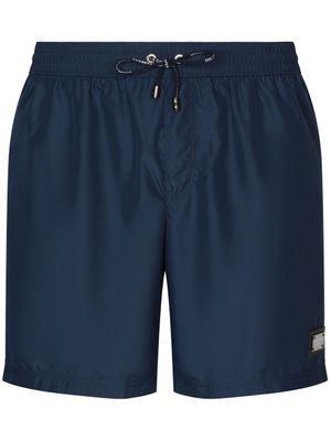 Dolce & Gabbana maillot de bain à patch logo - Bleu