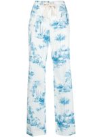 RED Valentino pantalon évasé à imprimé graphique - Bleu