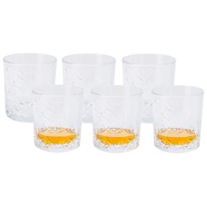 Drinkglazen/Whiskeyglazen Palm Springs - 6x - transparant - glas - 340 ml - met glas decoraties