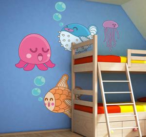 Sticker kinderkamer zeedieren vissen