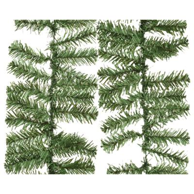 Dennenslinger/dennen guirlande - 2x - groen - 270 x 9,5 cm - PVC - 160 tips