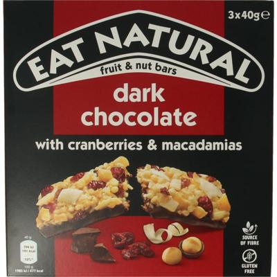 Eat Natural Pure chocolate cranberry macadamia 3x 40 gram