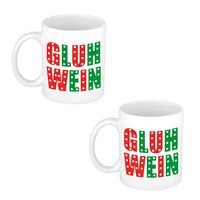 4x stuks gluhwein kerstmok / kerstbeker wit 300 ml - thumbnail