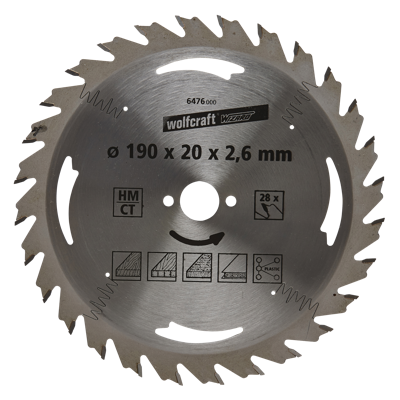Wolfcraft Handcirkelzaagblad | HM | 28 Zähne | Ø190mm | 1 stuk - 6476000