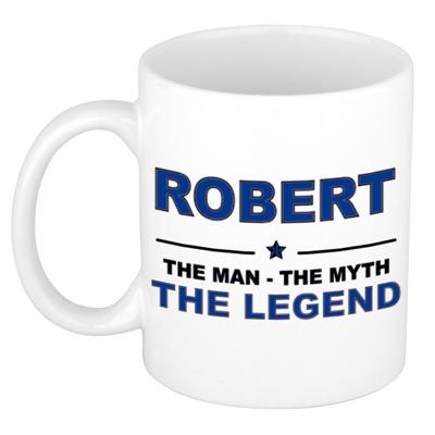 Robert cadeau mok - man myth legend - naam koffiemok / beker - wit en blauw - 300 ml