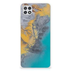 Samsung Galaxy A22 5G TPU Siliconen Hoesje Marble Blue Gold